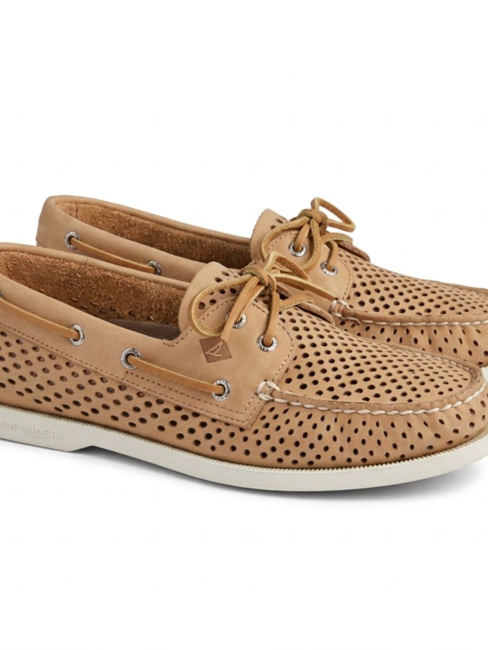 Sperry Top-Sider Tan Perforated Leather Boat Shoes Loafers Preppy Coastal 9